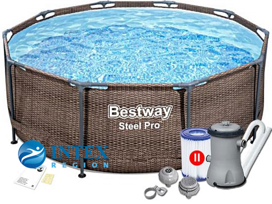 Каркасный бассейн Bestway 5617R Steel Pro 305х100 см "Ротанг", фильтр-насос